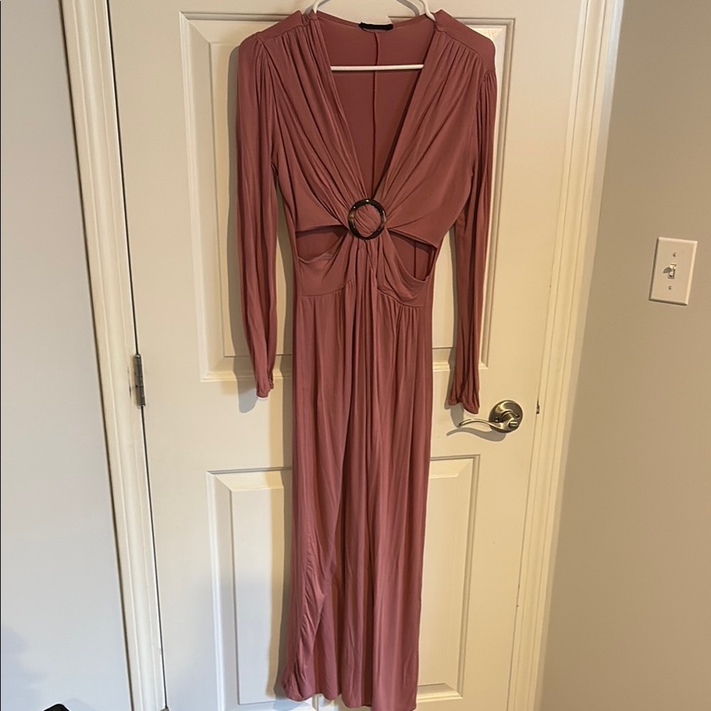 Saints Elegant Mauve Long Sleeve Dress